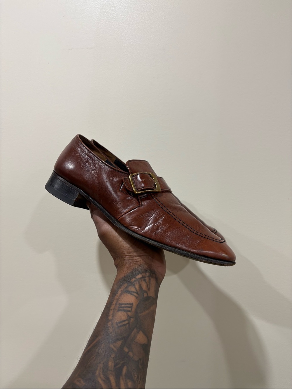 Vintage Leather Monk Loafers